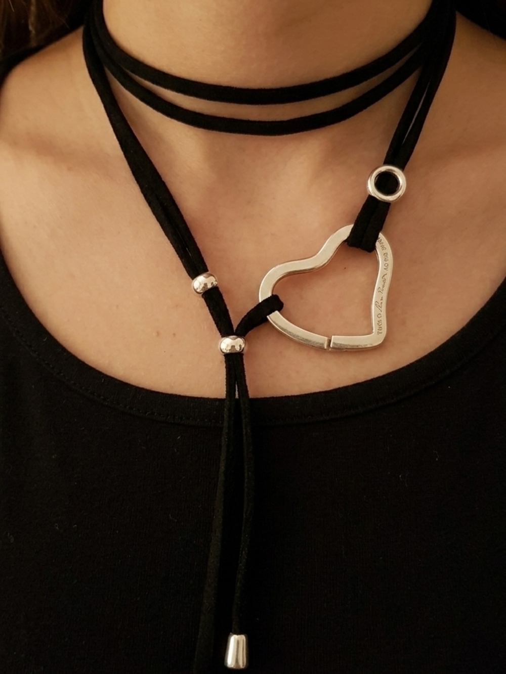 Authentic Tiffany & Co. Elsa Peretti Sterling Silver Open Heart Keyring/ Pendant